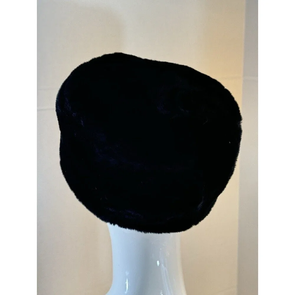 FLORENCE EISEMAN Black Faux Fur Muff Style Hat Girls Size 4/6X